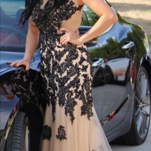 Black and nude PROM DRESS